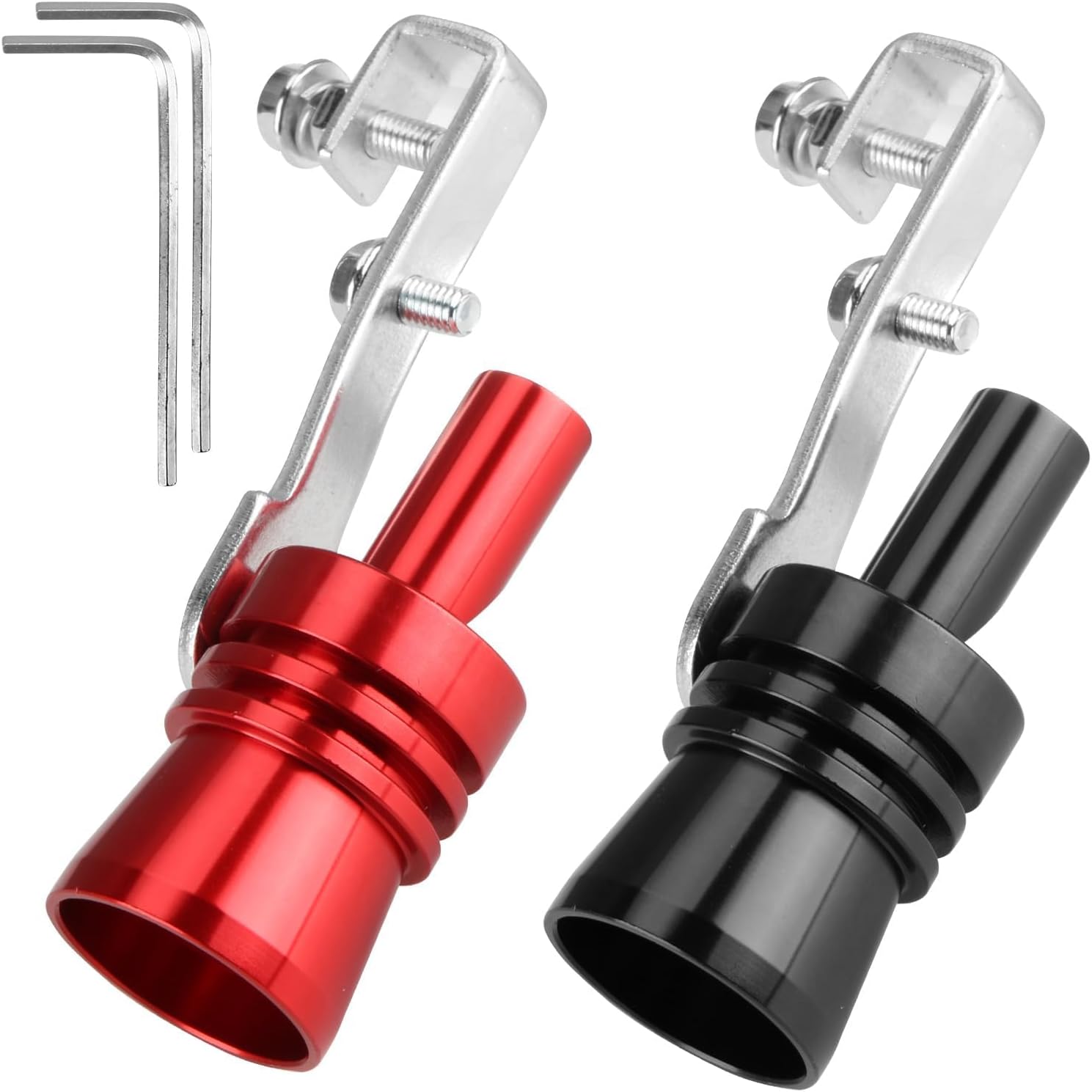 2 PCS Car Exhaust Whistles, Cars Turbo Sound Whistle Aluminium Alloy Red & Black XL Size, Universal Exhaust Pipe Turbo Whistle Replacement Car Modifications Accessories Modified Parts Fit for SUV Auto
