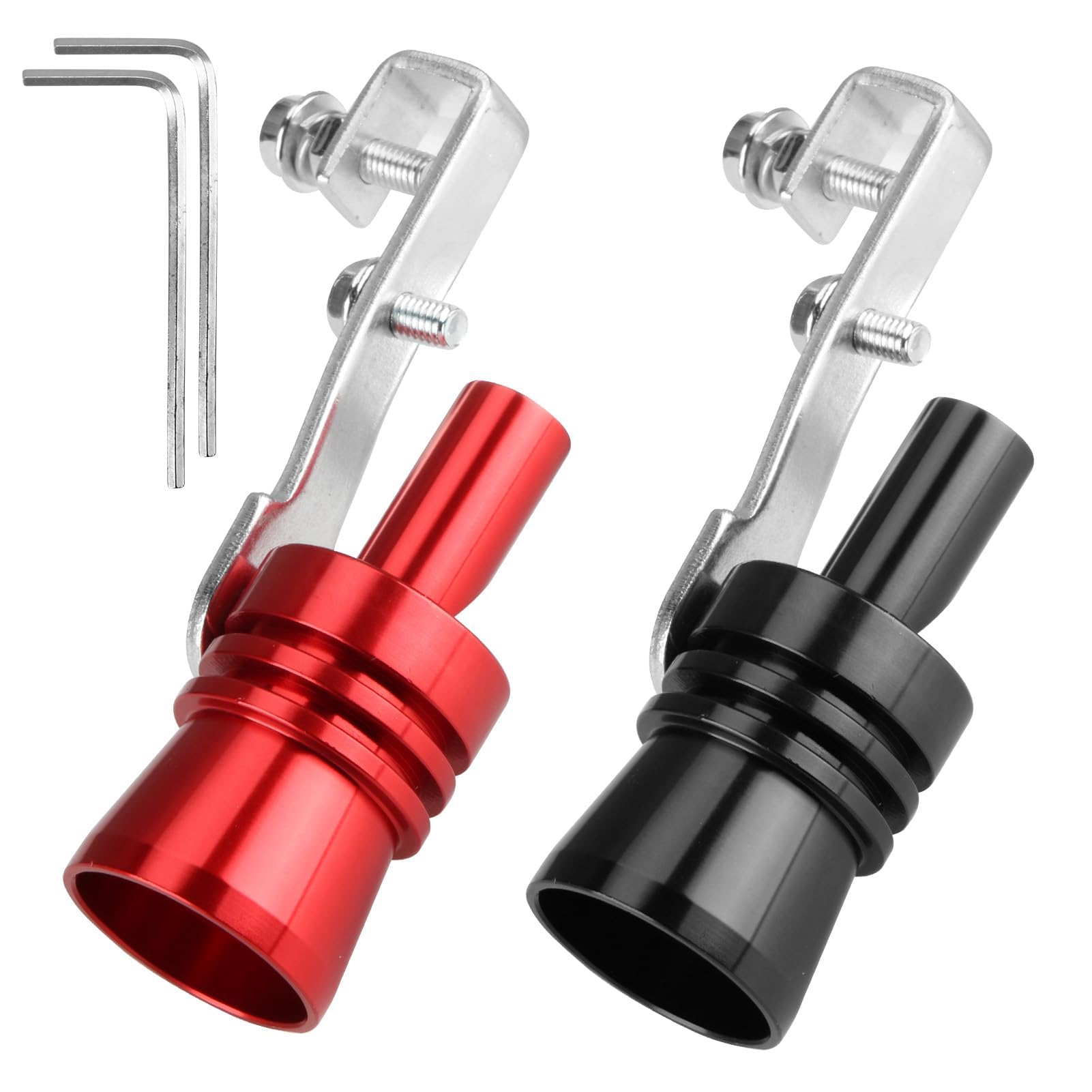 2 PCS Car Exhaust Whistles, Cars Turbo Sound Whistle Aluminium Alloy Red & Black XL Size, Universal Exhaust Pipe Turbo Whistle Replacement Car Modifications Accessories Modified Parts Fit for SUV Auto