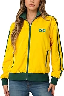 Brazil Shirt Zip Up Hoodie Women Sweatshirt Fall Fashion Trendy Long Sleeve Jackets Winter Clothing Outfits (Yellow,Small)