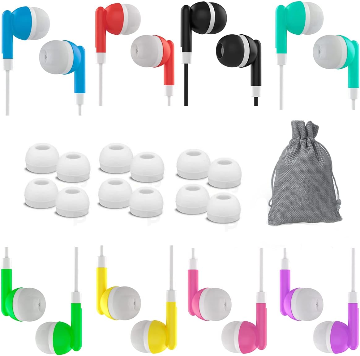 8 Pack Headphones for Kids for School Earbuds Wired Ear Buds Classroom Headphones