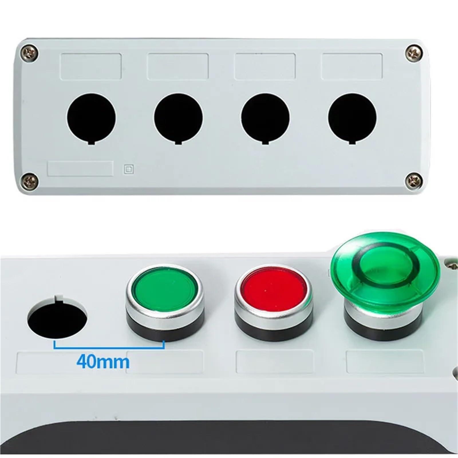 Caja de Control de interruptores de botón Impermeable, 1/2/3/4/5 Orificios, luz indicadora Industrial, Caja de Parada de Emergencia eléctrica de plástico de 22 mm(4Hole)