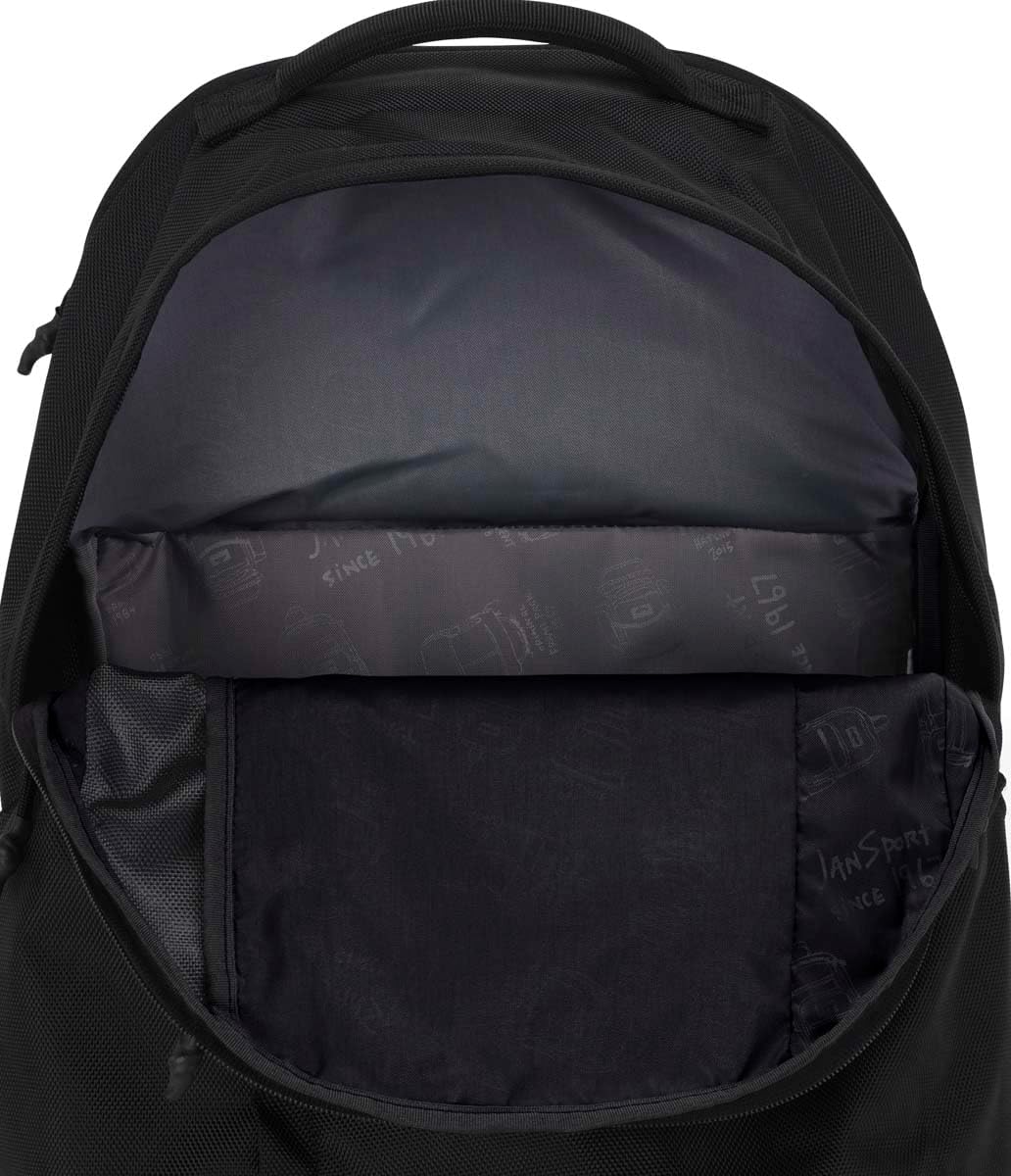 JanSport Station Pack – Large Backpack with Padded Laptop Sleeve, Dual Water Bottle Pockets, and Loft Pocket, Black