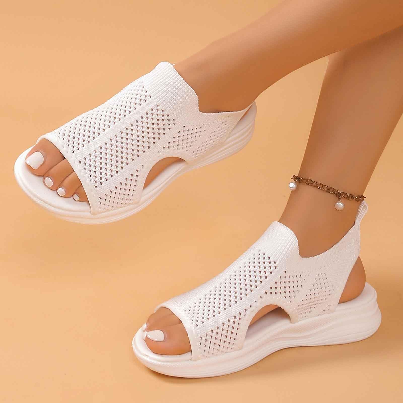 Sandalias Mujer Ortopédicas Deportivas Verano Fascitis Plantar Soporte Arco y Correa Ajustable Cuña Punta Abierta Elástica Lavables en Lavadora Caminar Casual Exterior