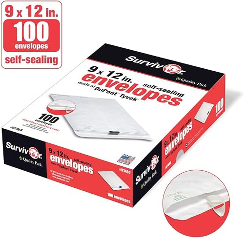 Miniatura 6 de Quality Park Survivor - Sobres de catálogo de 9 x 12 pulgadas fabricados con material DuPont Tyvek, autosellado, resistente a pinchazos, desgarros y
