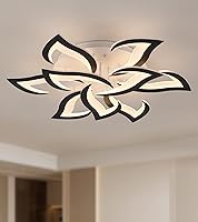 Vista 1 de Lámpara de techo moderna con flor LED en negro, accesorios de iluminación de techo montados con control remoto para sala de estar, dormitorio