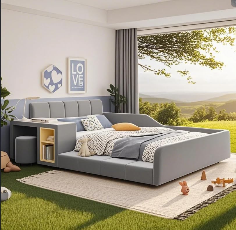 Amazon.com: Modern Queen Size Upholstered Grounded Bed Mother