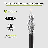 Vista 4 de TRUECABLE RG6 Outdoor Quad Shield Coaxial Cable, 500ft, Black, Direct Burial (CMX), 75 Ohm, 18 AWG Bare Copper Conductor, UV Resistant, 3GHz Sweep