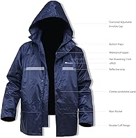 Vista 2 de Traje de lluvia para hombre, ligero, impermeable, protector impermeable (chaquetas y pantalones), ropa de trabajo para la lluvia