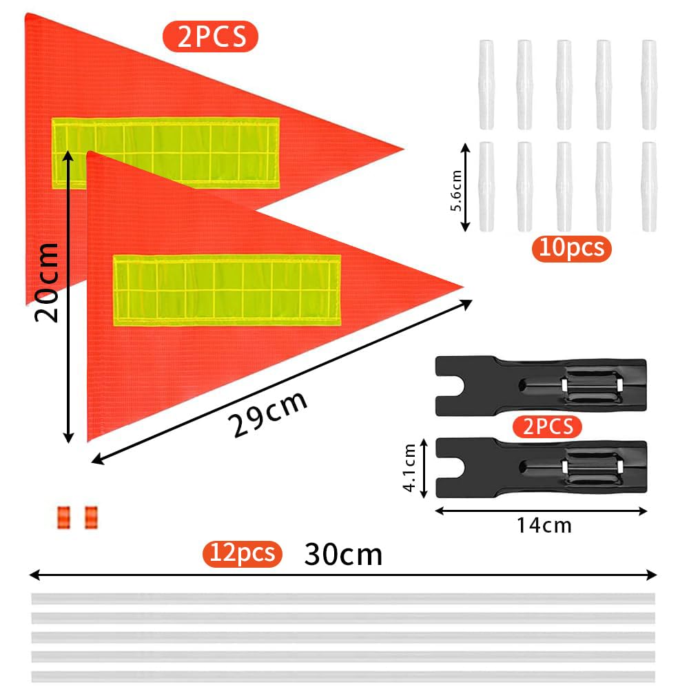 Bandera De Seguridad,2 Set Juego De Banderin Bicicleta,Seguridad Bandera para Ciclismo,Niños Mastil Banderin,Bandera para Bicicleta para Karts
