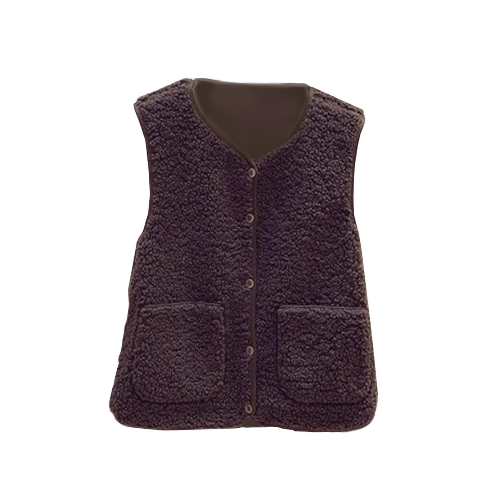 merishopp Womens Fleece Vest Soft Comfortable Warm Sleeveless for Autumn Spring Coffee|Clothing Shoes & Accessories | Womens Clothing | Coats & Jackets-picture-15