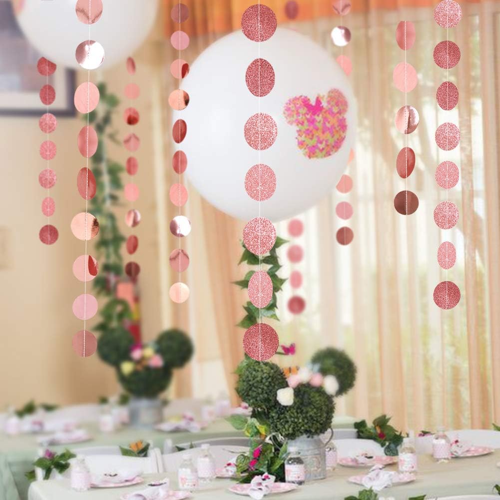 Cheerland Glitzernde Kreis-Girlande, rosegold, für Party-Dekorationen, hängende Banner, Hintergrund-Deko, Geburtstag, Brautparty, Junggesellinnenabschied, Ramadan/EID, Abschlussfeier
