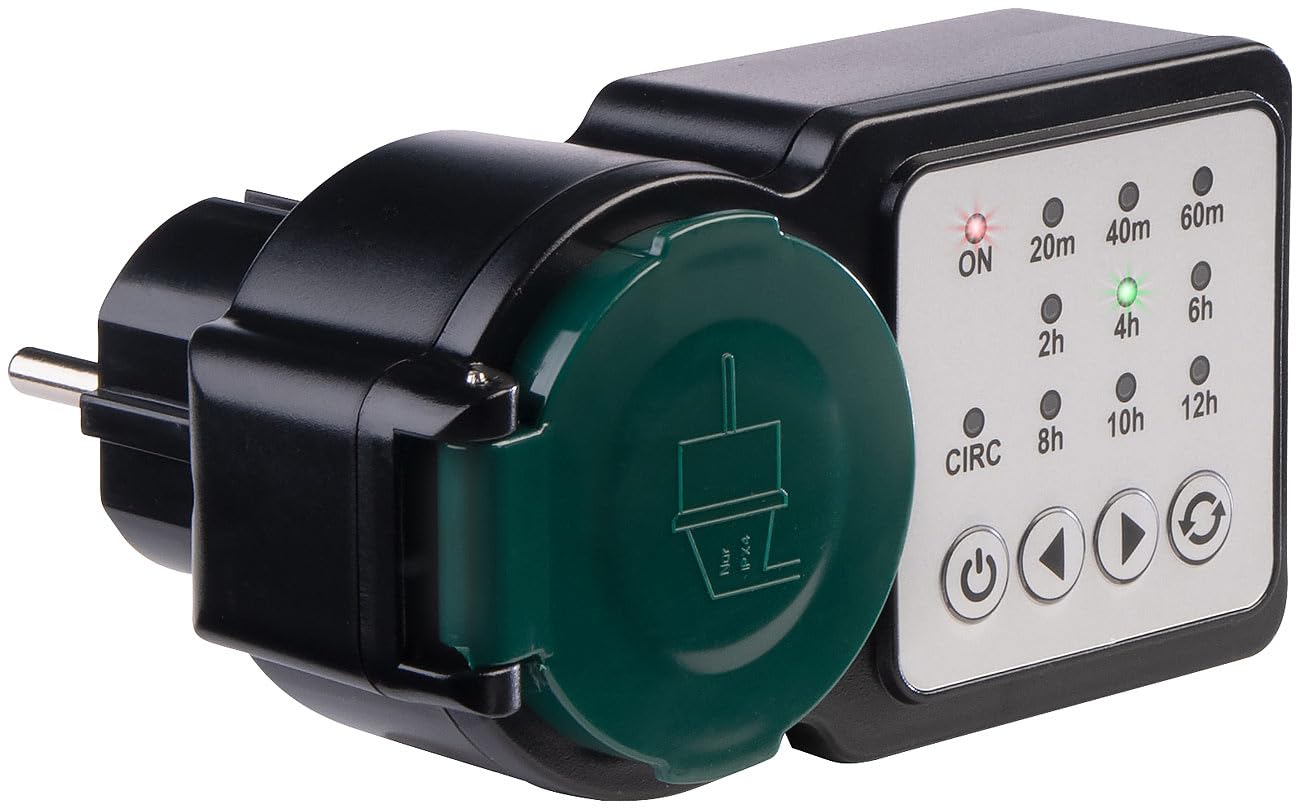 revolt Kurzzeit-Timer-Steckdose: 2er-Set Outdoor-Steckdose mit Countdown-Timer, IP44, 3.680 Watt (Ausschalt Steckdosen, Zeitschaltuhr Countdown)