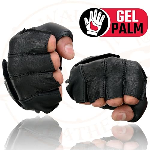 Miniatura 7 de Milwaukee Leather SH442 - Guantes de mano de motocicleta para hombre, con acolchado de gel de piel, color negro