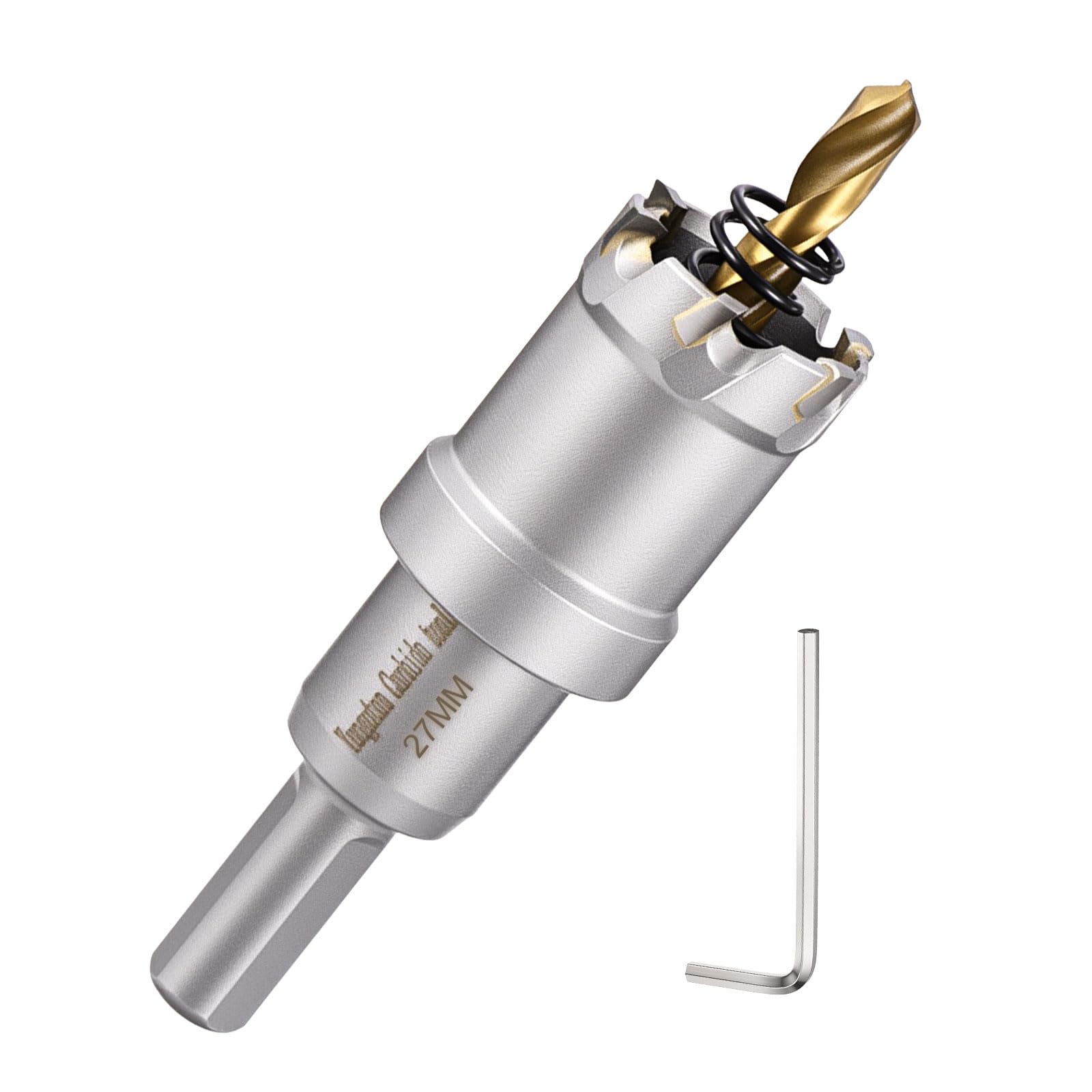 DTGN 1-1/16" Tungsten Carbide Hole Saw - 27mm Hole Cutter - Good for Thick Stainless Steel/Sheet Metal/Iron/Alloy - Silver
