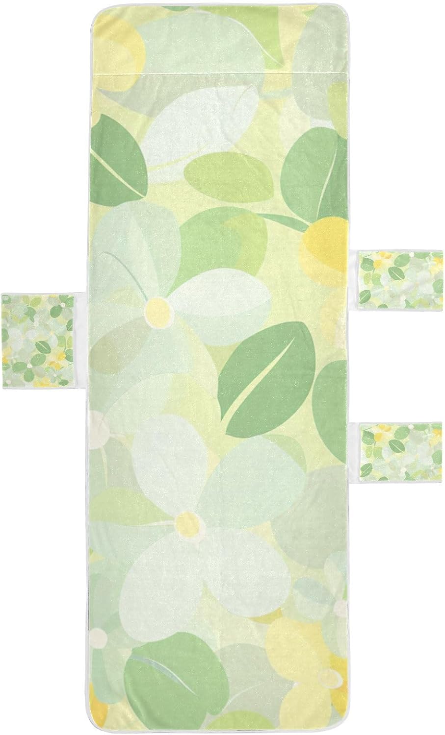 Mild and Fresh Flower Lemon Yellow Light Green Patio Chaise Lounge Chair Cover Microfiber Soft Outdoor Seating Covers Towels with Pockets for Outdoor Pool Beach Sunbathing, 85" X 30"