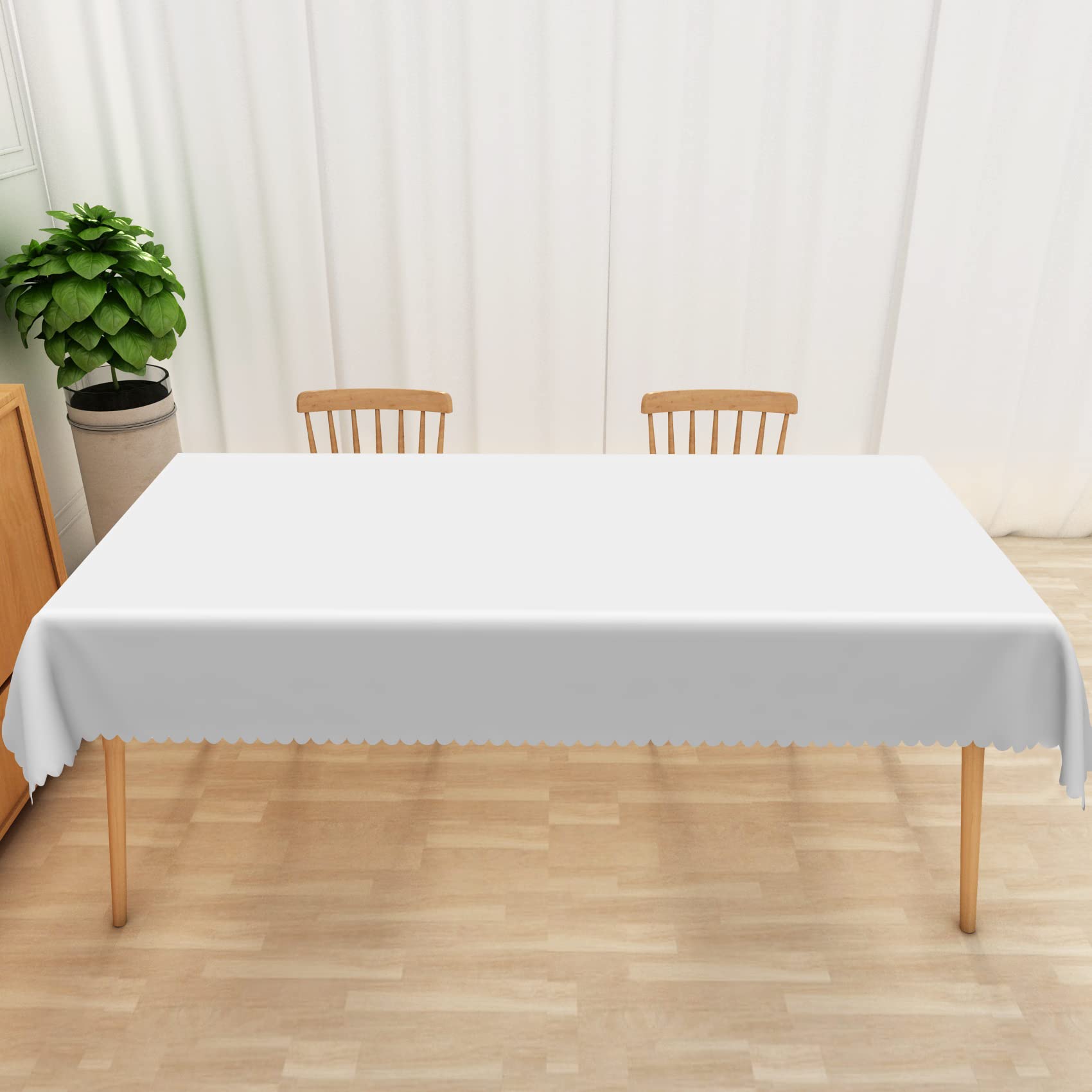 Aoihrraan Weiß Rechteckige Tischdecken aus Polyestergewebe Waschbar Längliche Tischdecke für Zuhause Party Essen 12 bis 14 Sitzer für Küche Hochzeit Geburtstag Jubiläum Dekoration 178 x 305 cm