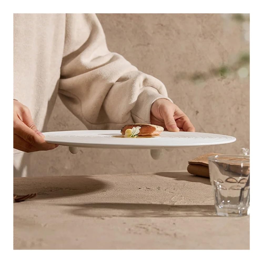 Talerze Obiadowe Biały ceramiczny trójnożny talerz do serwowania deserów sushi(28cm)