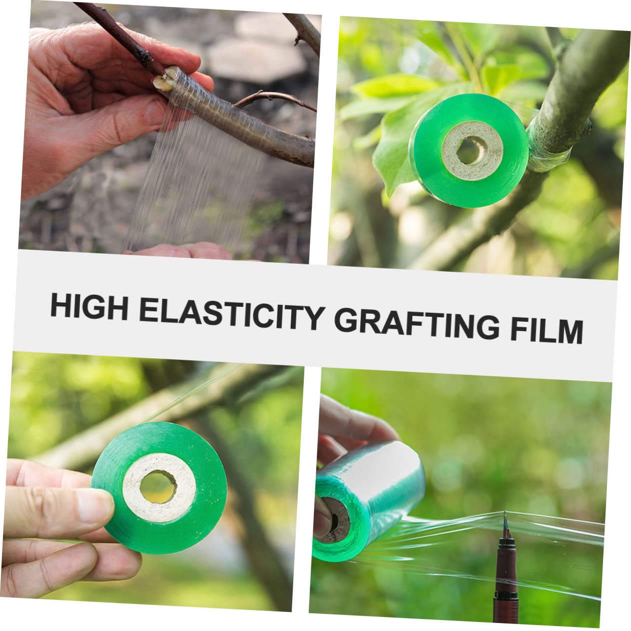4 Rollen Breites Selbstklebendes PVC veredelungsband für Obstbäume Dehnbar Flexibles Floristenfilm für Pfropfung von Pekannüssen Walnüssen Zitrus Steinobstbäumen Grün Transparent