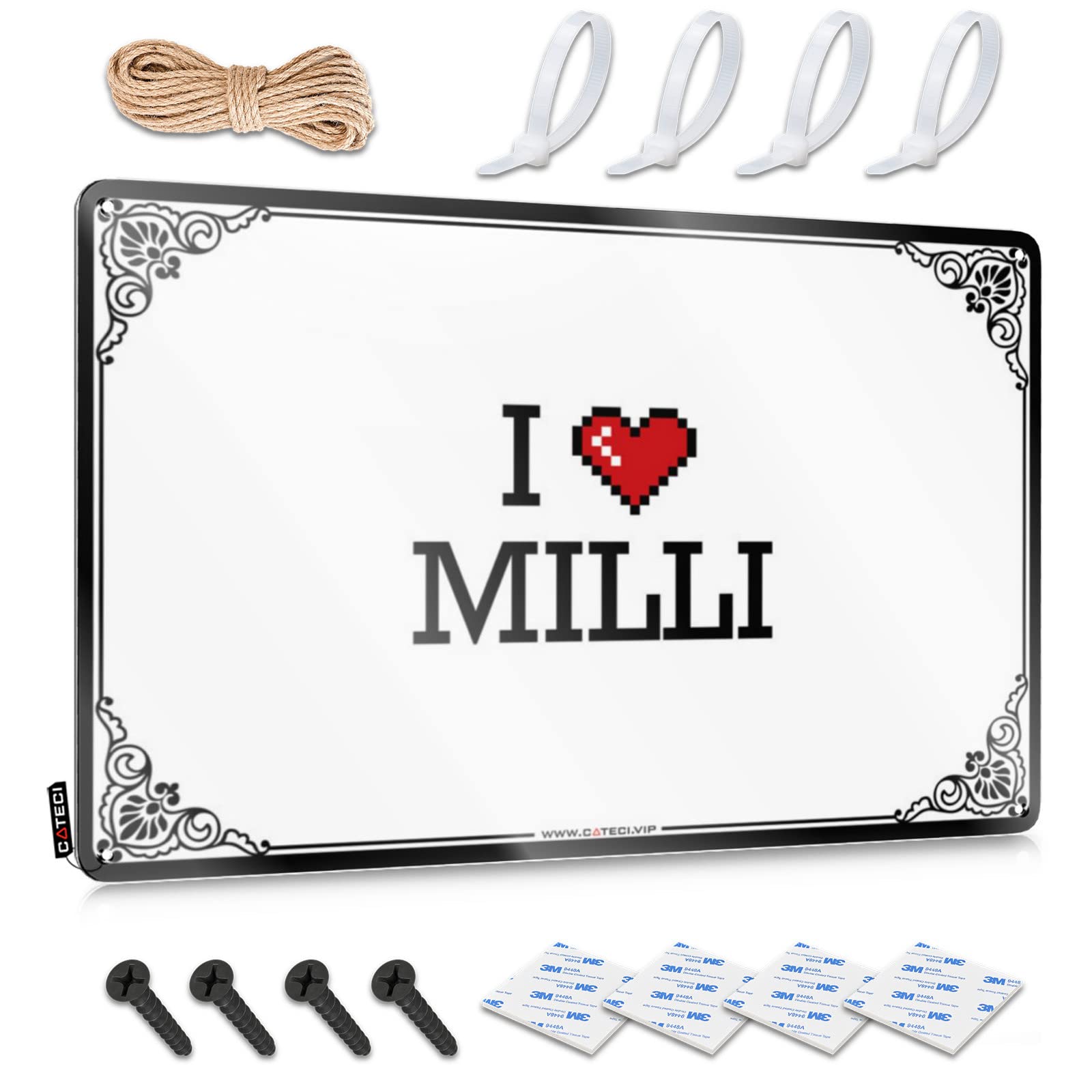 Stitch Room Decor Sweet Tin Metal Sign - I Love Milli Preppy Metal Wall Art Ready To Hang For Office(30X40CM)
