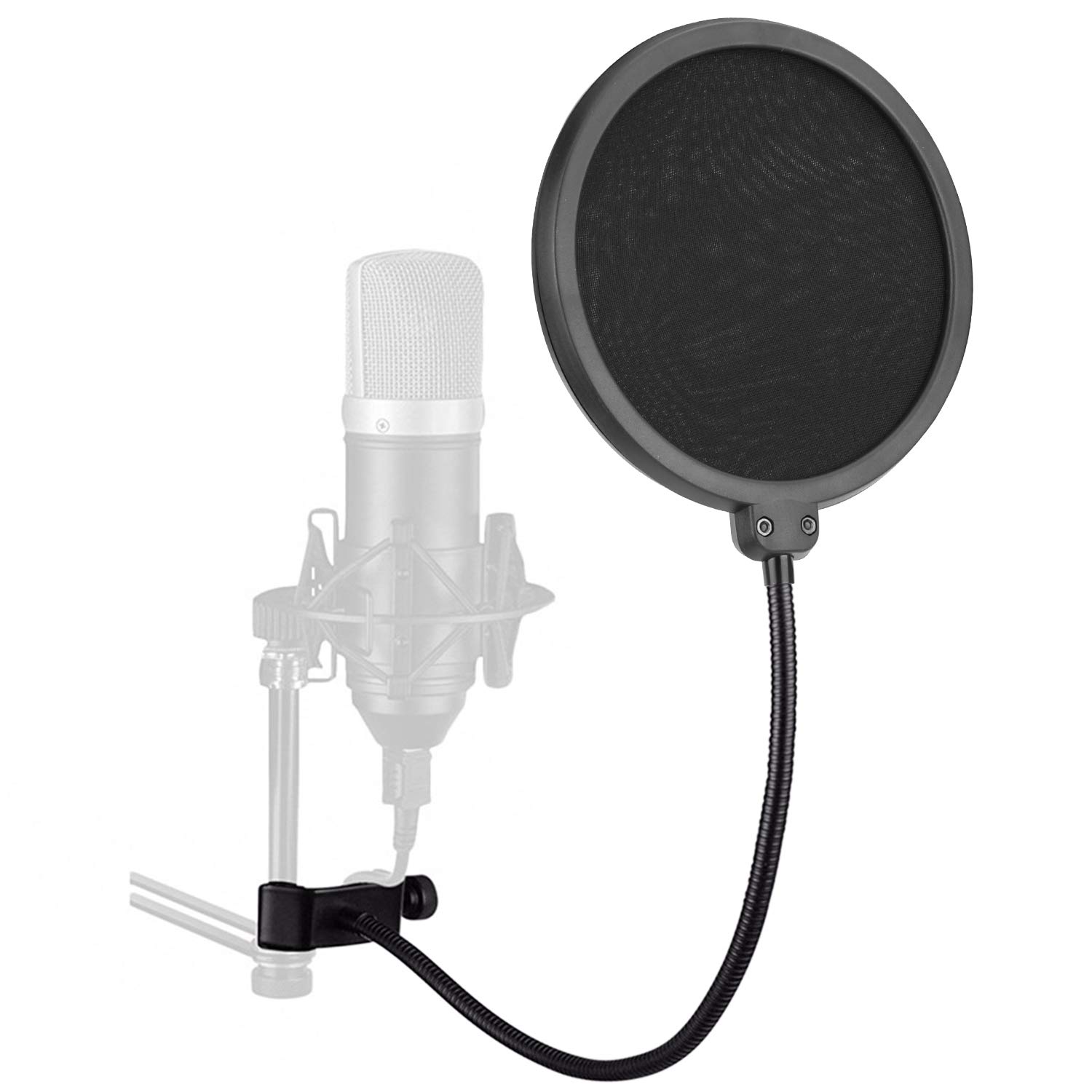 Filtre Anti-Pop Pour Microphone - Clip Col De Cygne Flexible 360°, Diamètre 10 Cm, Pour Studio D'Enregistrement, Noir - 10