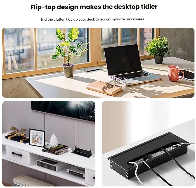 Table Grommets,Aluminum Alloy Cord Cable Wire Hole Covers,Computer Desktop Grommets Cable Management Wire Organizers(Gold,130x145mm)