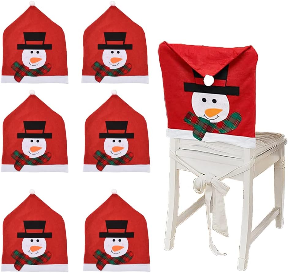 Hercugifts 6 Pcs Dining Chair Slipcovers Christmas Chair