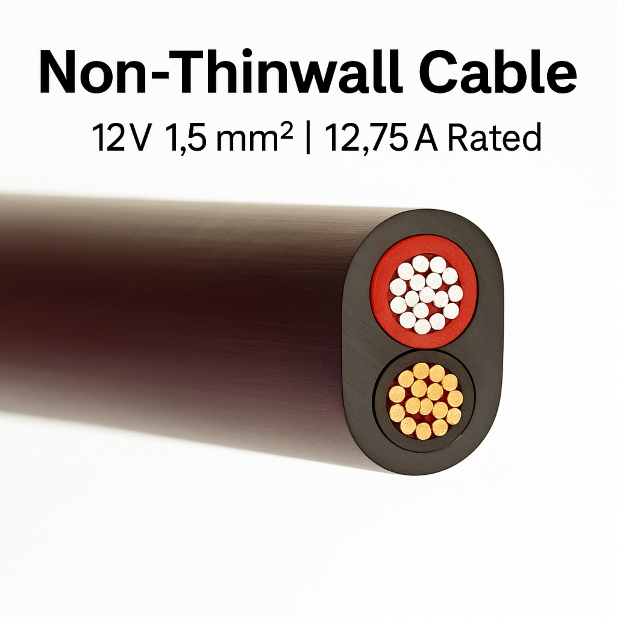 Non-Thinwall Automotive Flat Twin 2 Core Cable 1.5mm, 12.75A, 12V/24V Wire for Auto, Van (5M Coil) - Image 3