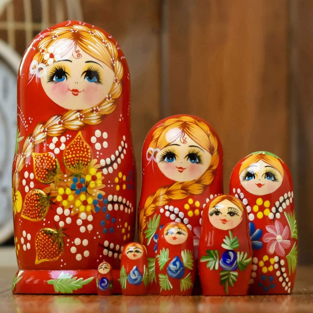 Matrioszka Rosyjskie Matryoshka, Układanie Drewna Zagnieżdżony Zestaw 7 Sztuk Ręcznie Robione Zabawki Na Prezent Urodzinowy Zabawki Układania