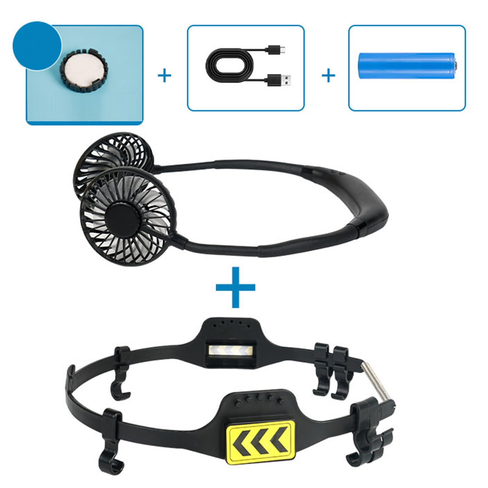 Ventilador De Casco De Seguridad: Equipo De Refrigeración ABS, Dispositivo De Casco De Seguridad Ajustable De 3 Velocidades, Accesorio De Luz LED | Ventiladores Portátiles De Construcción Para El