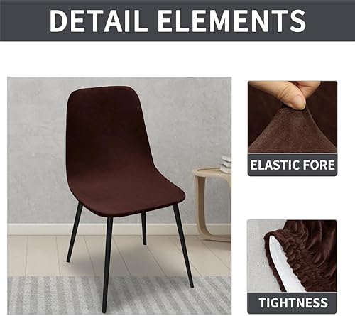 Miniatura 3 de Paquete de 2 fundas de terciopelo para sillas de comedor, lavables, extraíbles, de mediados de siglo, modernas, curvas, sin brazos, para decoración