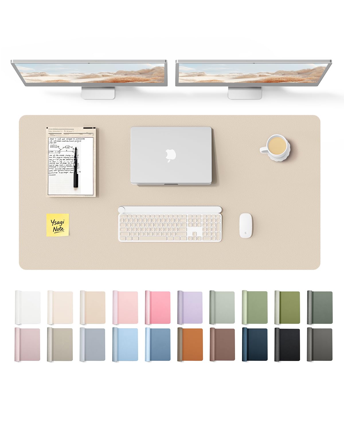 YSAGi Leather Desk Protector, Office Mat, Large Mouse Mat, Non-Slip PU Leather Blotter, Laptop Pad, Waterproof Writing Pad for Office and Home (Eggshell, 47.2" x 23.6") Eggshell 47.2" x 23.6"