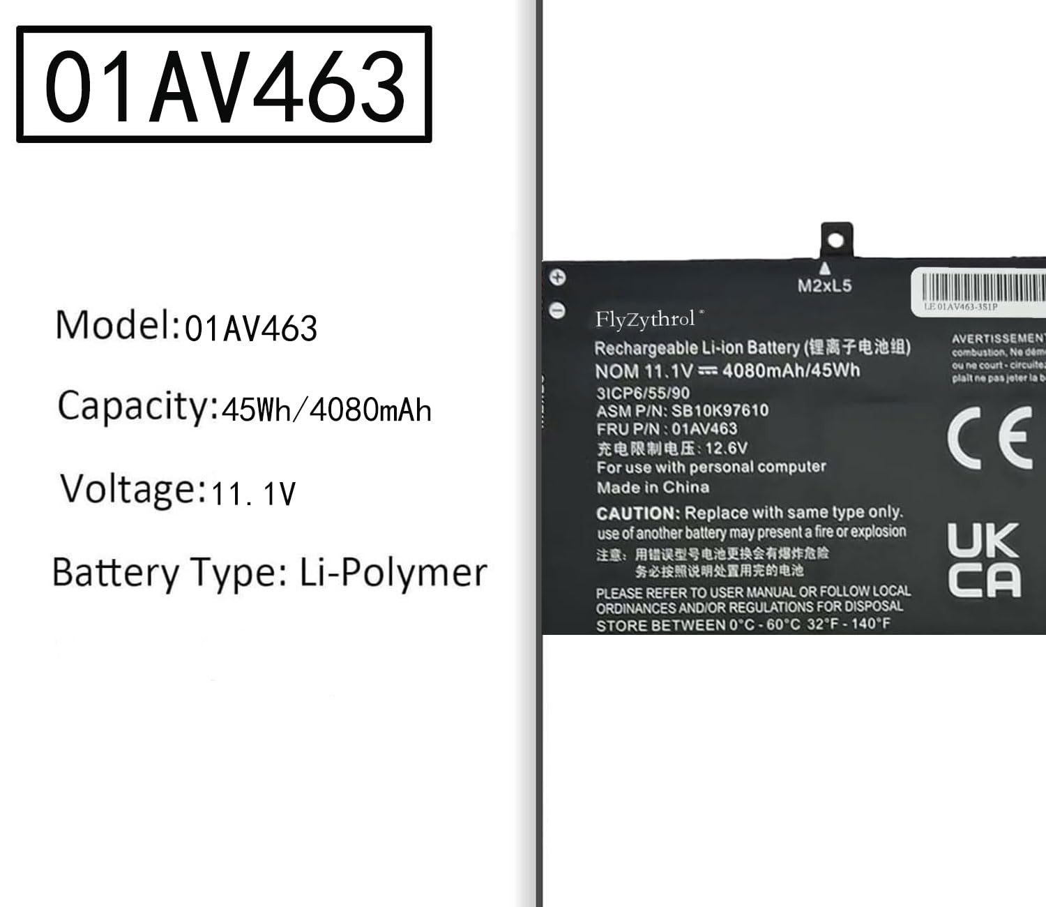 01AV463 L17L3P52 Batteria compatibile con Lenovo ThinkPad L480