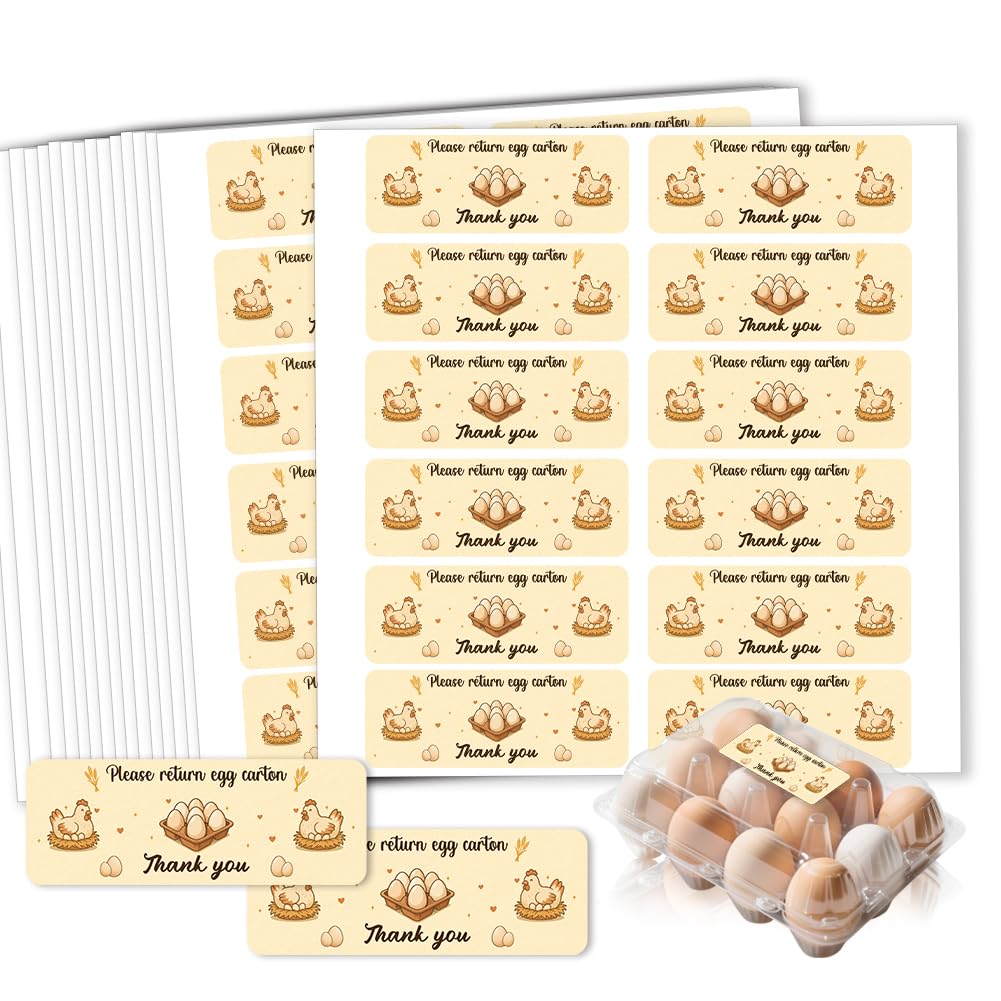 GOMAKERER 180 Pcs Farm Fresh Eggs Carton Labels, 2.6 x 0.98 in Rectangular Beige Tones Unwashed Eggs Labels Self-Adhesive Egg Packaging Stickers for Chicken Egg Box Container Farm Supplies โ image 1