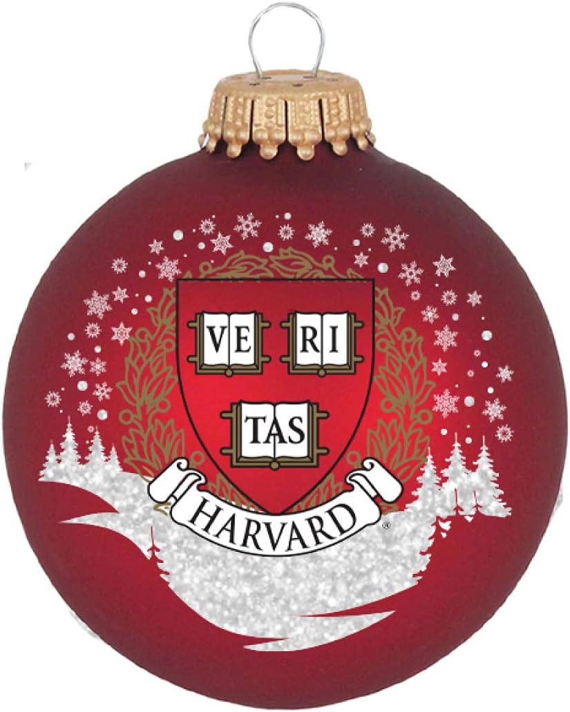 RFSJ Harvard Shield Glass Ornament, Red