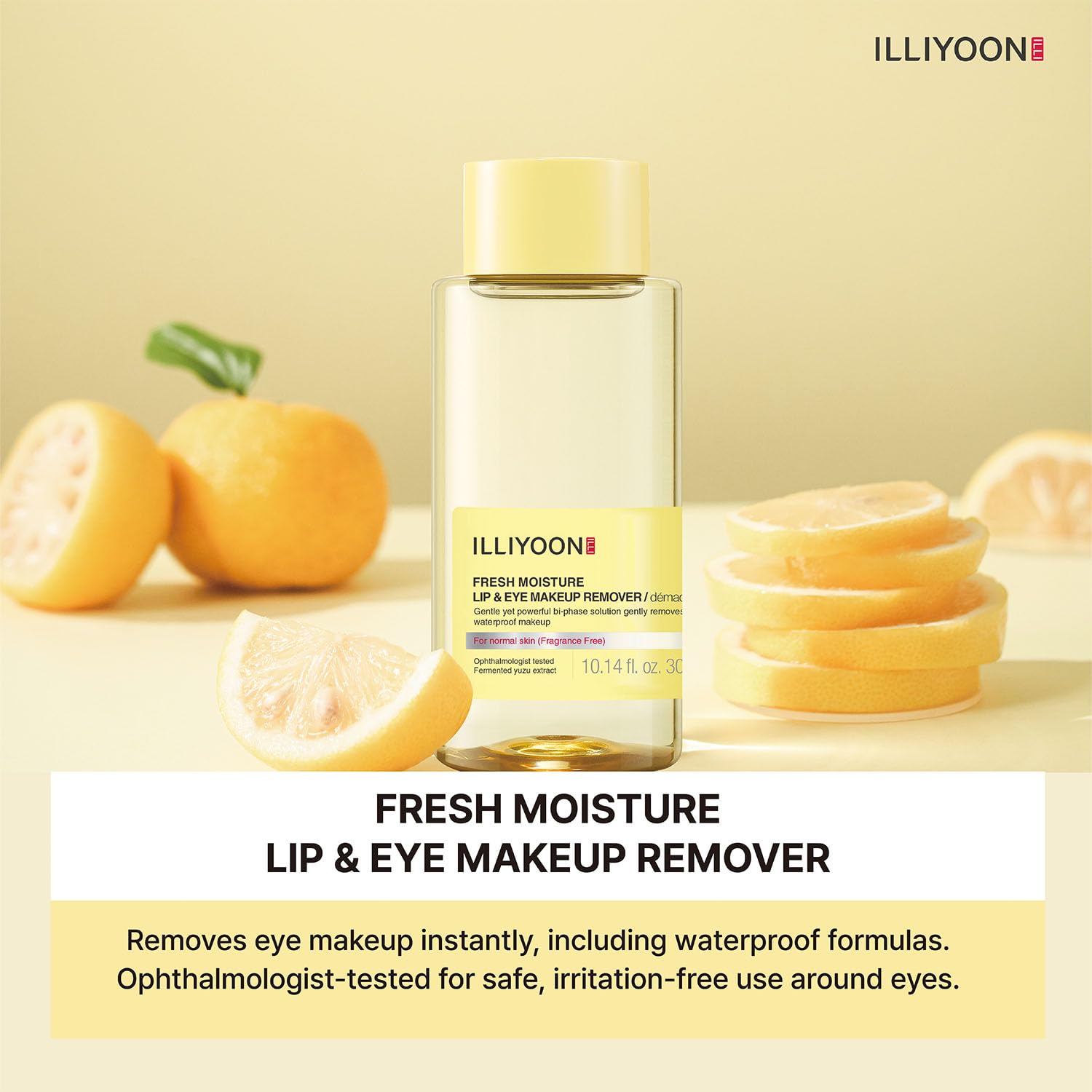 ILLIYOON Fresh Moisture detergente per labbra e occhi 300ml (10.14 fl.oz.), struccante istantaneo e delicato, non grasso con estratto di Yuzu fermentato naturalmente, senza profumo e senza parabeni