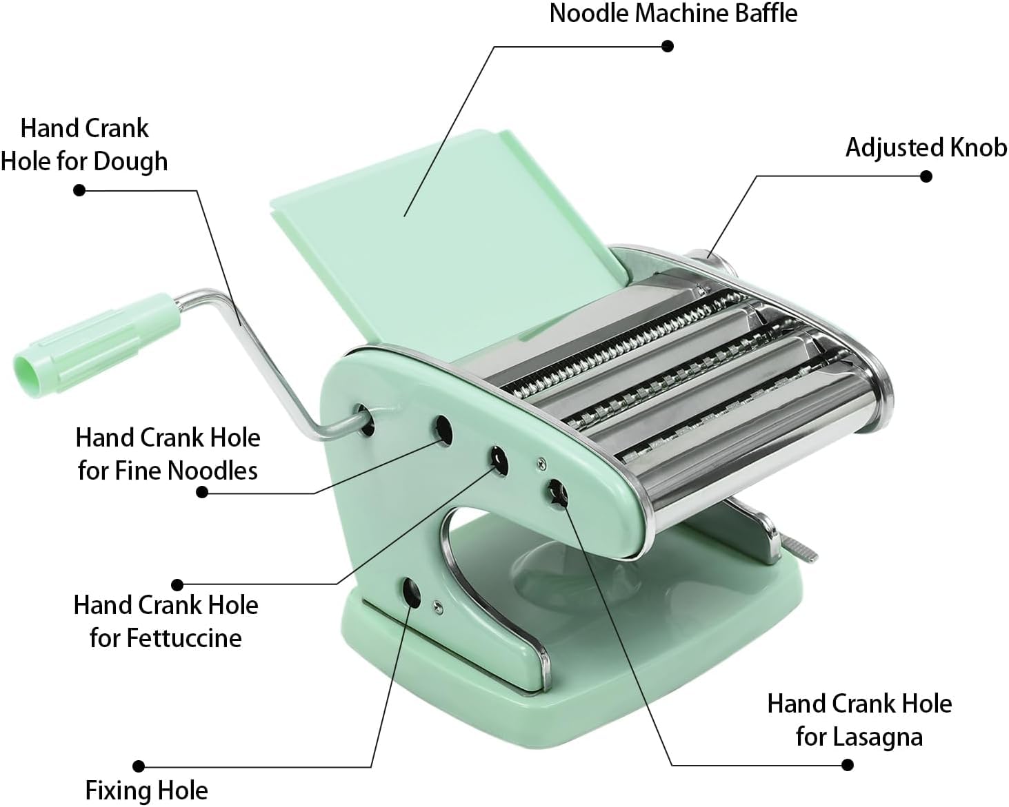 Máquina Manual para Hacer Pasta con 3 Cuchillas De Corte Y Rodillos De Acero Inoxidable, Adecuada para Hacer Pasta Casera, Lasaña Y Masa para Empanadillas. Pink