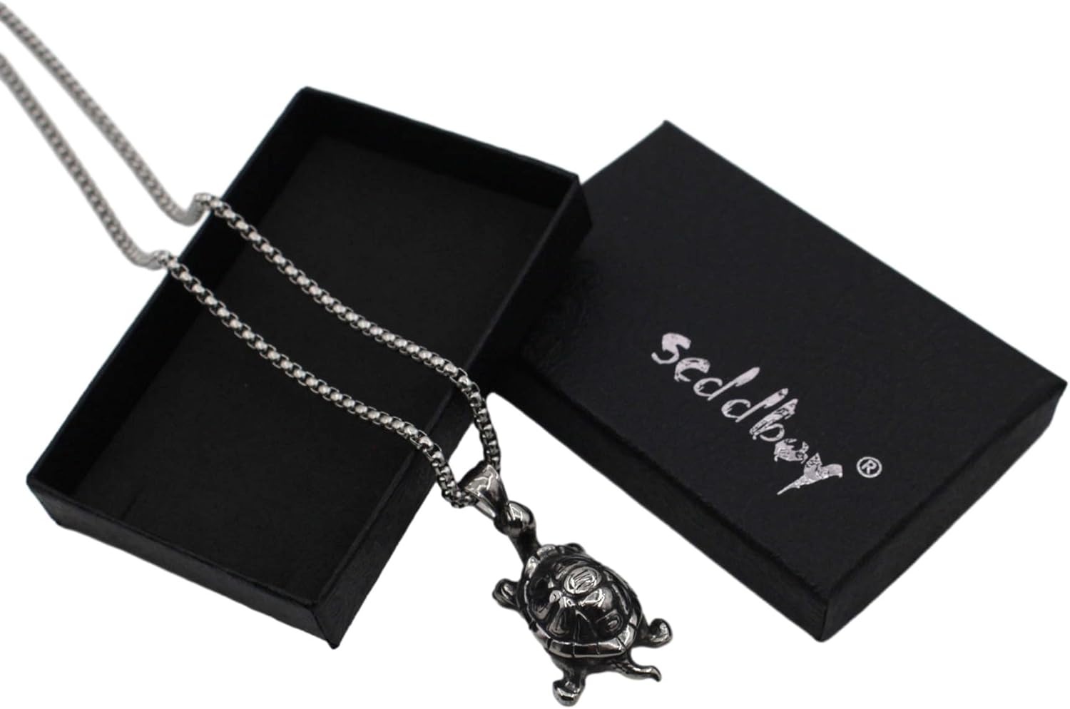 Sea Turtle Stainless Steel Pendant Necklace for Men with 22+2" Chain - Image 6
