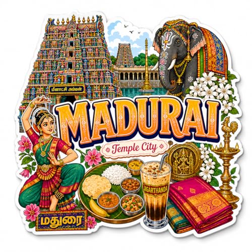 Image of Zesta Wooden Fridge Magnets Set | Refrigerator Decor Magnets for Kitchen | India Souvenir Fridge Magnet Collection | Wooden Magnet for Fridge Door Decoration (Madurai)