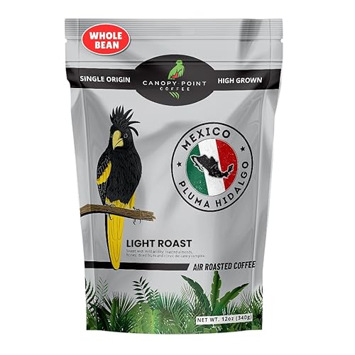 Canopy Point Coffee Granos de café tostados ligeros de México - grano molido y entero acidez suave alta cafeína especializada tostado rubio gourmet
