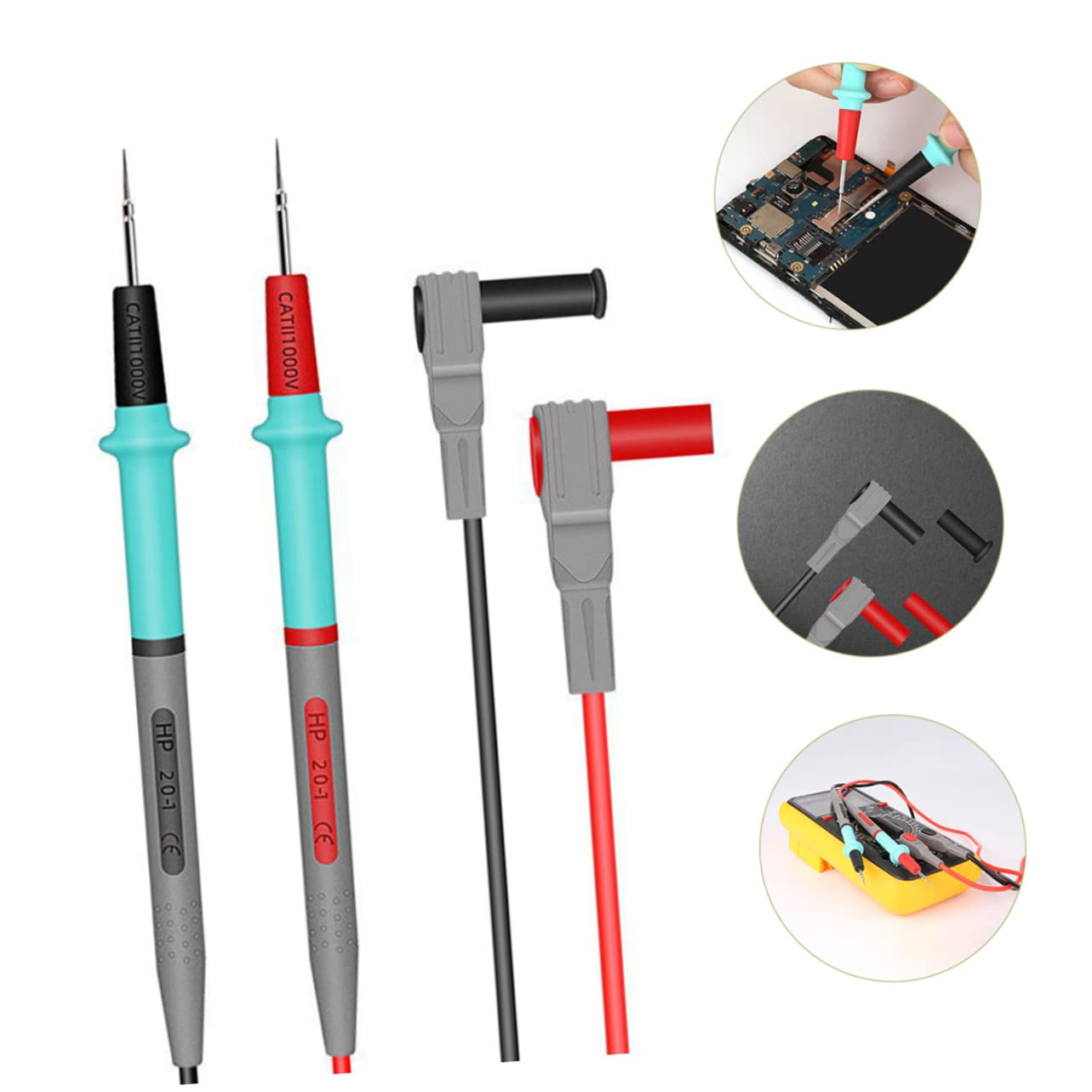 SOLUSTRE 3paia Puntali Per Multimetro Isolante Probes Per Misurazione Precisa Resistente Temperature e Basse Temperature Accessori Per Voltmetro