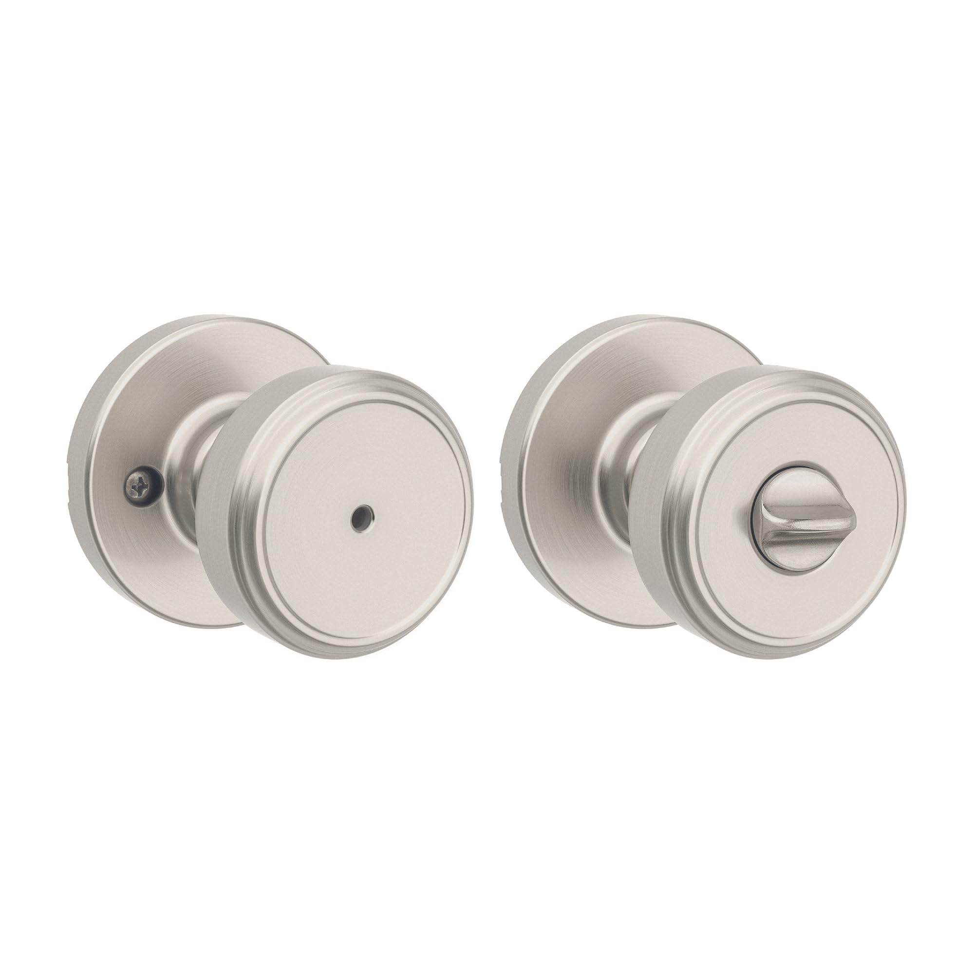 Kwikset Maven Privacy Door Knob for Bedroom and Bathroom, Satin Nickel