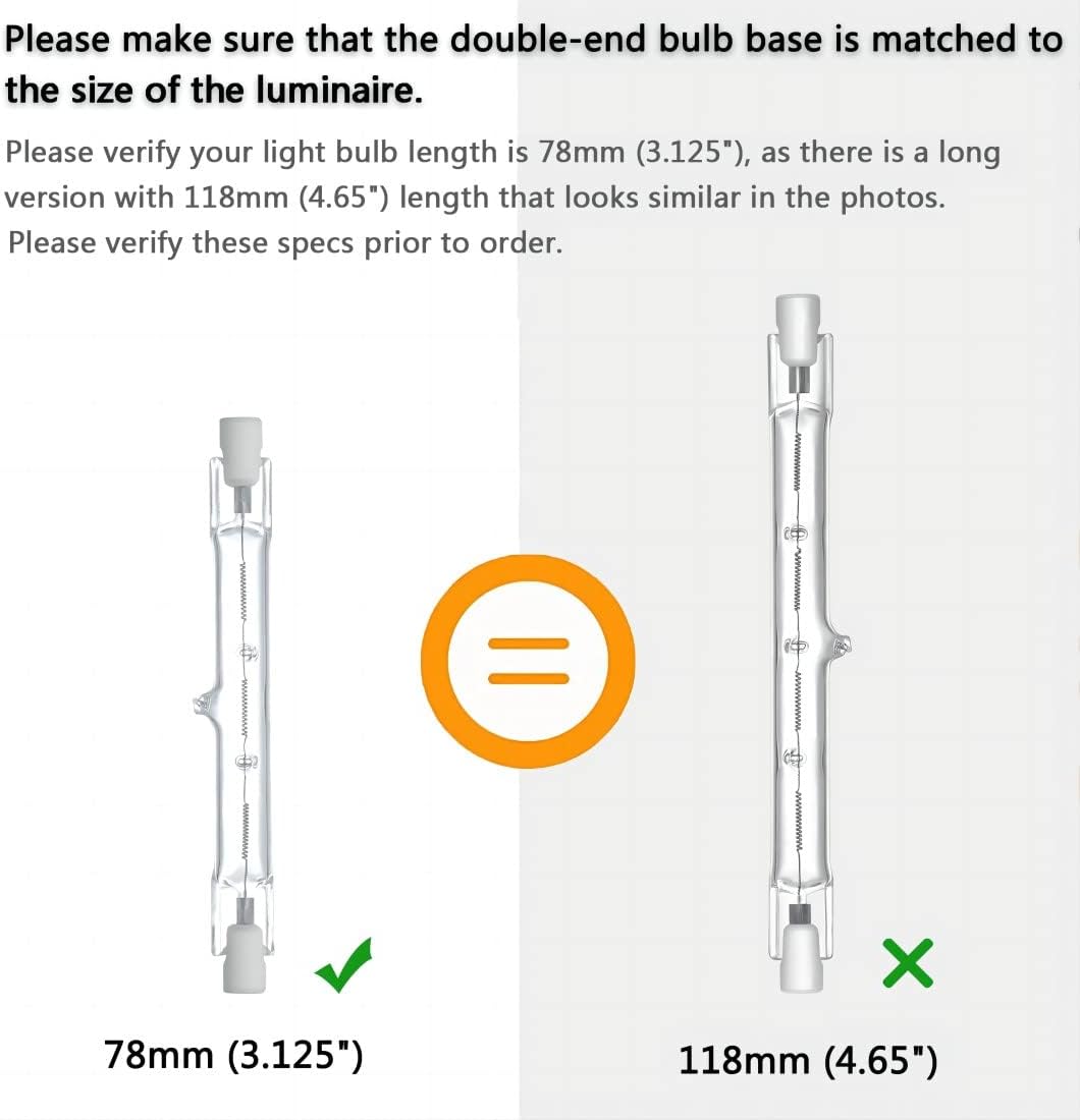 CMYBEN 5 Pack Halogen T3 R7S 100W Dimmable 78mm J-Type Double Ended Floodlight Bulb,120V 100W 1050lm 2700k for Desk lamp,Work, Security, Landscape Lights, Floor Lamps,bathrooms Lighting