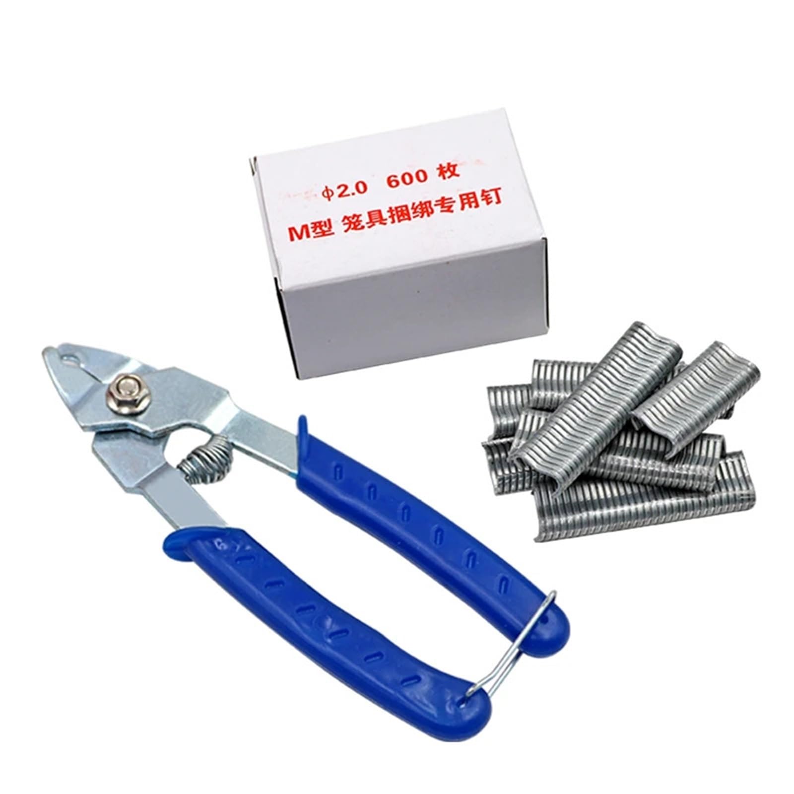 Plastic U-Shaped Wire Cage Clips M Clips Staples Chicken Hamster Bird Rabbit Mesh Cage Wire Fencing Caged Clamp(Blue and 600nails)