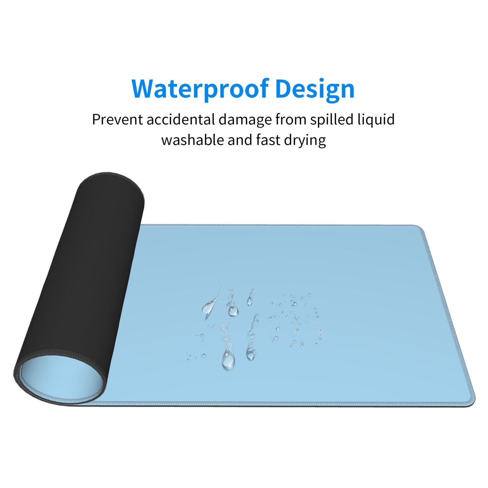Tappetino Mouse Da Gioco XXL DCJJM – 80x40 Cm, Blu, Bordi Cuciti, Base Antiscivolo, Per Tastiera E Computer - 2