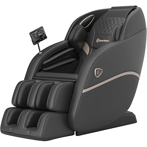Real Relax 3D Massage Chair Full Body SL-Track, Zero Gravity Recliner with 16 Massage Modes, Body Scan, Foot Rollers, Bluetooth, Favor-22 Black