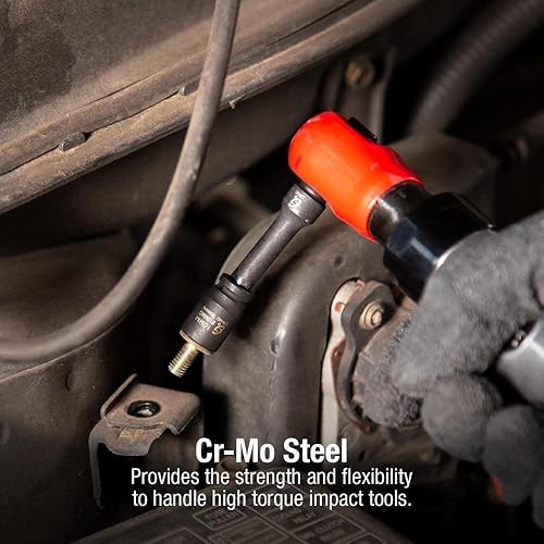 Miniatura 4 de Sunex Tools 1822, juego de llaves de impacto magnético de 14 pulgada, 12 piezas, métrico, 5 mm - 15 mm, acero de aleación Cr-Mo, diseño de esquina