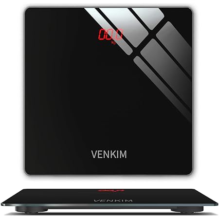Amazon Venkim 体重計 デジタル 電子スケール ヘルスメーター 乗るだけ 自動電源on Off バックライト付 高精度ボディースケール コンパクト 軽量収納 電池付属 Venkim 体重 体脂肪 体組成計