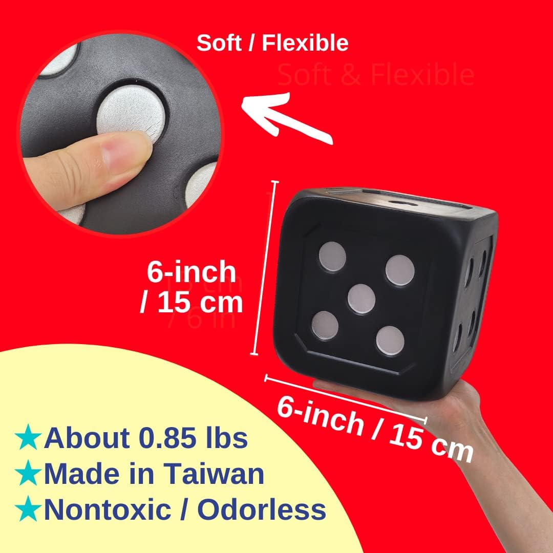 Macro Giant 6 Inch PU Foam Jumbo Big Playing Dice, Set of 4, Basic Color, Math Teaching, Teaching Aids, Board Games, Kid Toy