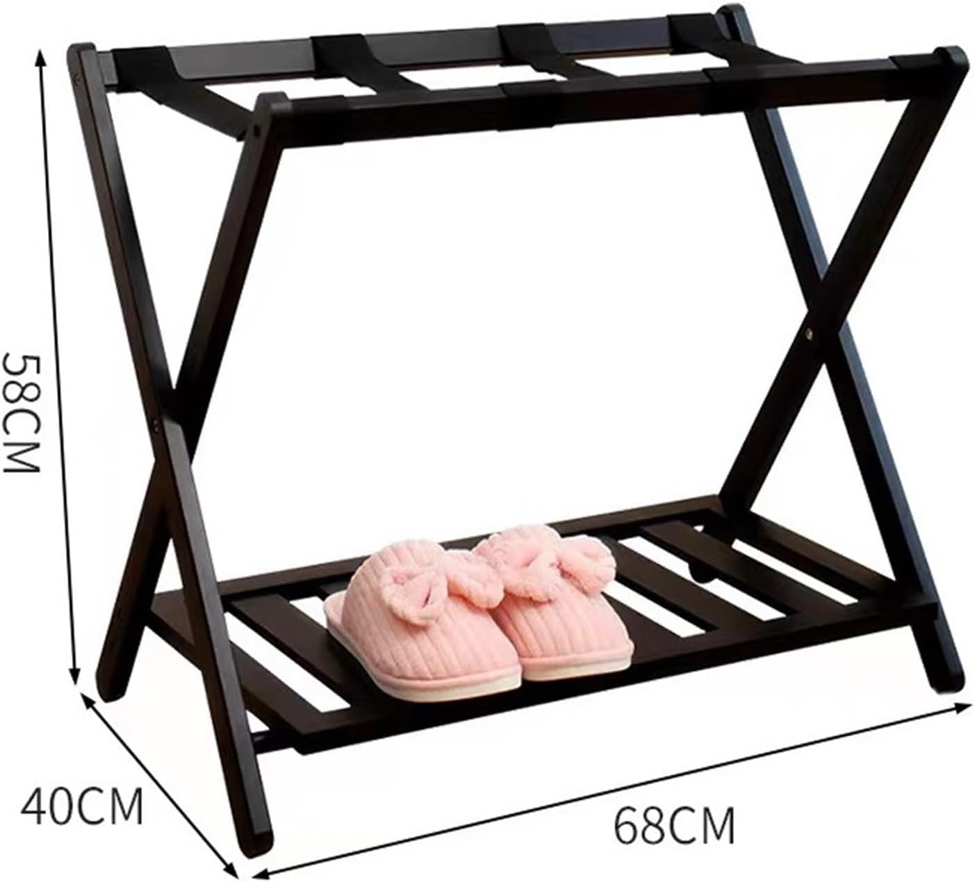 Foldable Suitcase Stand Bamboo Luggage Rack Folding Stand Holder for Bedroom Guest Room for Guest Room