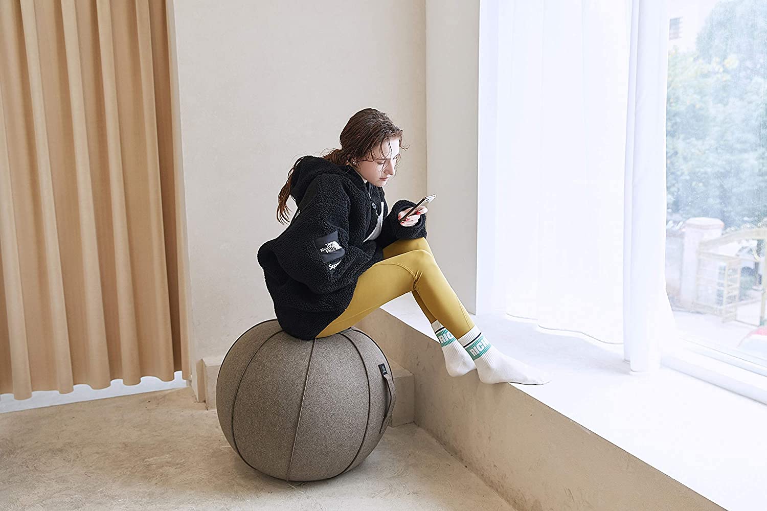 Pelota de Yoga 65 cm para Oficina Hogar con Funda Asas y Bomba